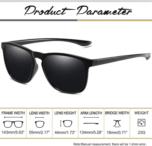 Vista 3 de Joopin Lentes de sol polarizados grandes y cuadrados para hombres, lentes de sol grandes de moda para mujer, protección UV, lentes de sol unisex