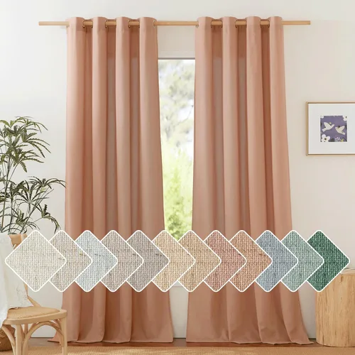 Vista 243 de NICETOWN - Cortinas de lino angora para ventana de cocina sobre el fregadero, con ojales, lino grueso angora, tratamientos cortos para ventanas
