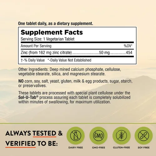 Vista 2 de Mt. Angel Vitamins - Citrato de zinc 50mg - Zinc 50 mg Citrato Quelato - Suplementos naturales de zinc fabricados en Estados Unidos - 60 tabletas