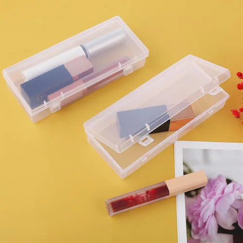 Vista 5 de WLLHYF Paquete de 3 recipientes de almacenamiento pequeños de plástico con tapas con bisagras, caja rectangular de plástico transparente