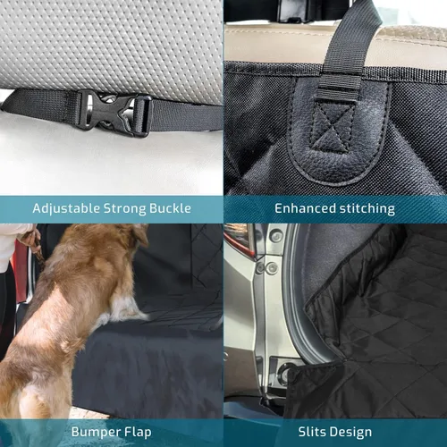 Vista 9 de Veckle SUV Cargo Liner para perros - Funda para maletero con protector de solapa para parachoques Waterproof Pet Cargo Cover with Side Flaps, Dog