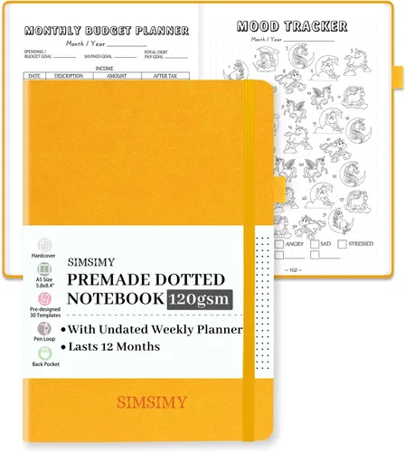 Vista 16 de Cuaderno de Diario Punteado Prefabricado con Plantillas de Viñetas, Diario de Puntillado en Rejilla de Puntos Prefabricado con Planificador Semanal
