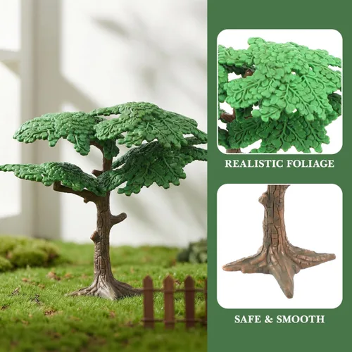 Vista 5 de Toddmomy Modelo de árbol paisajístico, mini ciprés de pino, paquete de 3 para bricolaje, diseño de tren, decoración de mesa de arena y decoración