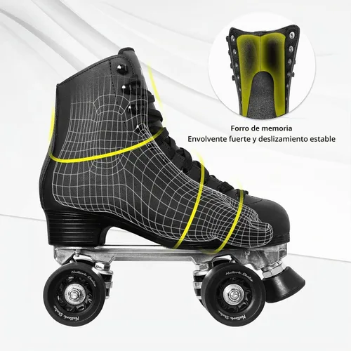 Vista 5 de Roller Skates for Women or Men Indoor Outdoor Black White Derby Skate