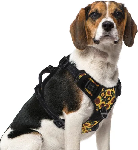 Vista 37 de PUPTECK Arnés táctico sin tirones para perro, tamaño mediano, arnés reflectante ajustable con asa para perro, de fácil control, cómodo y suave