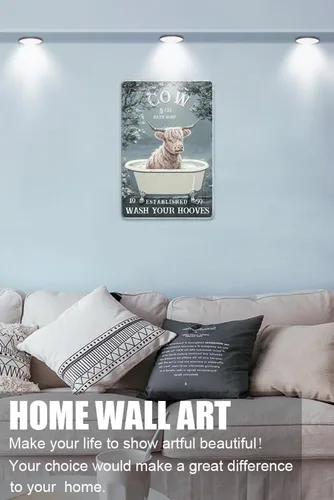 Vista 2 de Zomyto Letrero de metal con texto en inglés «Wash Your Hooves» con texto en inglés «Wash Your Hooves» para decoración de bañera, regalo para amantes