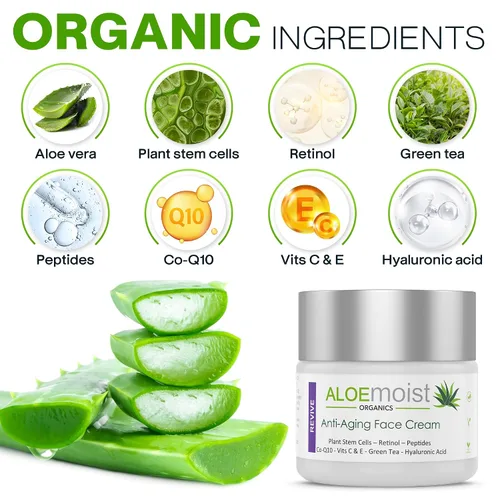 Vista 2 de Crema avanzada de retinol para la cara: Aloemoist Revive Crema facial antienvejecimiento para mujeres y hombres Retinoide tópico Reparación