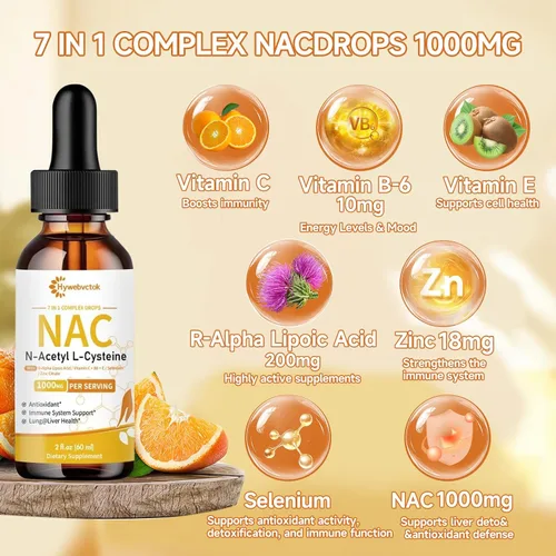 Vista 3 de Líquido NAC Gotas 1000 MG,NAC Suplemento Líquido N-Acetil