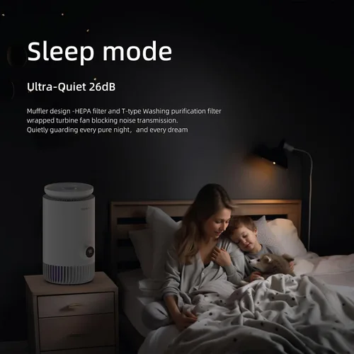 Vista 5 de Combo de purificador de aire y humidificador para dormitorio, purificador de aire HEPA 2 en 1 con humidificador evaporativo, sistema de aire