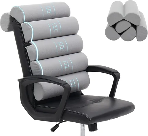 Vista 9 de Almohada de apoyo lumbar para silla de oficina con respaldo alto Terciopelo azul corto