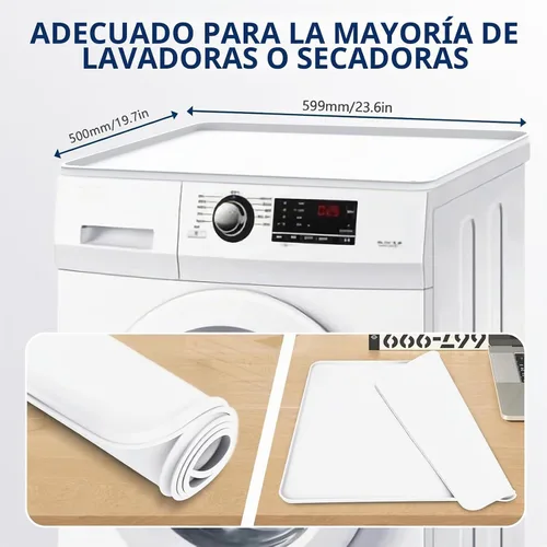 Vista 2 de Alfombrilla de silicona para lavadora y secadora, fundas para lavadora y secadora para la parte superior de 23.6 x 19.7 pulgadas, cubierta