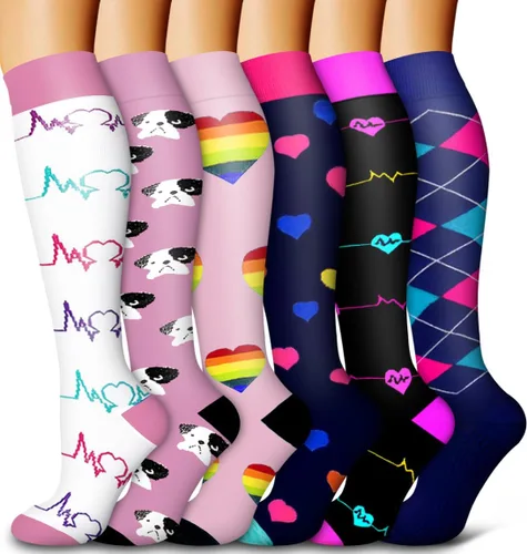 Vista 25 de Bluemaple Paquete de 6 calcetines de compresión de cobre para mujeres y hombres, el mejor apoyo para médicos, correr, enfermería, atletismo