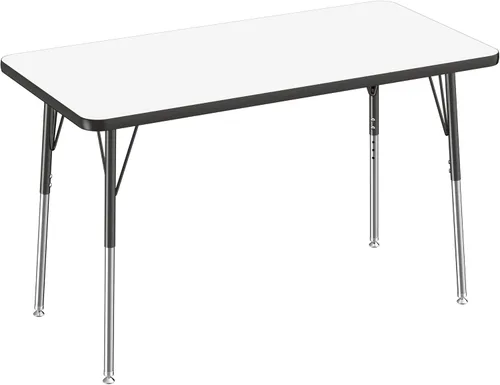 Vista 16 de FDP - Mesa rectangular para actividades escolares y de oficina (24 x 48 pulgadas), patas estándar con deslizadores giratorios, altura ajustable