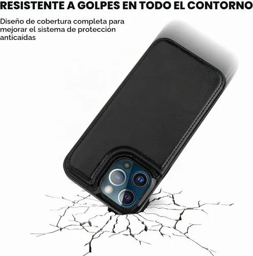 Vista 6 de ONETOP Funda tipo cartera para iPhone 13 Pro con tarjetero, color negro