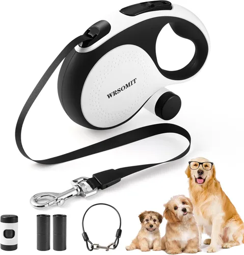 Vista 7 de Correa retráctil para perro con cable a prueba de mordidas, correa resistente de 26 pies para perros medianos y grandes de hasta 110 libras, 360°