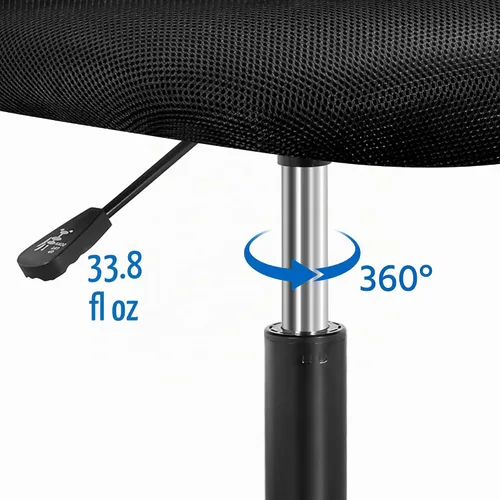 Vista 9 de Topeakmart Silla de escritorio de oficina pequeña sin brazos, giratoria de Negro