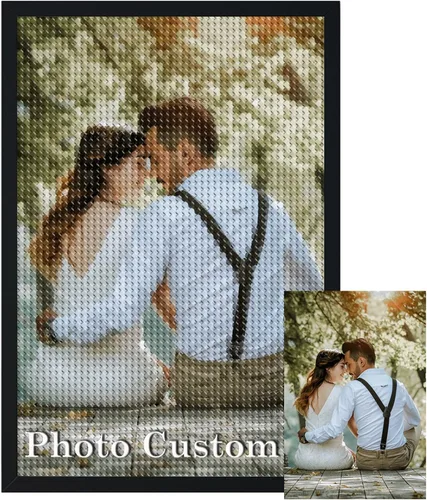 Vista 9 de Pinturas de diamantes personalizadas, arte de diamantes personalizado 5D de la foto, imagen privada personalizada para adultos, regalos, familia