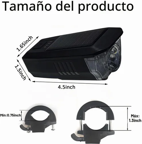 Vista 2 de Bike Light, USB Rechargeable Headlight, IPX4 Waterproof, 3 Modes