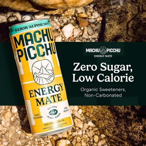 Vista 3 de MACHU PICCHU ENERGY, Yerba Mate Sin Carbonatar Cero Azúcar, Alternativa de Bebida Energética Limpia, 12 oz (Paquete de 12) – 120mg de Cafeína