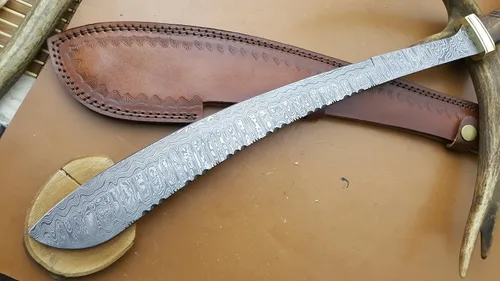 Vista 4 de SW-002 Espada de acero de Damasco, Gladio vikingo forjado a mano, espada de gladiador ranurada en sangre