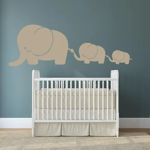 Vista 4 de Elephant Wall Decals - Twin Baby Nursery Decor Sticker, Decoration for Kids Room, Playroom, Jungle Theme Bedroom