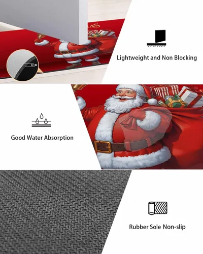 Vista 3 de Tapete de baño de Papá Noel para bañera, antideslizante, de secado rápido y absorbente, tierra de diatomeas, fregadero de ducha, cocina, lavable