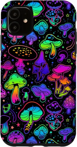 Vista 5 de Funda para iPhone 15 con diseño psicodélico de hongos mágicos hippie