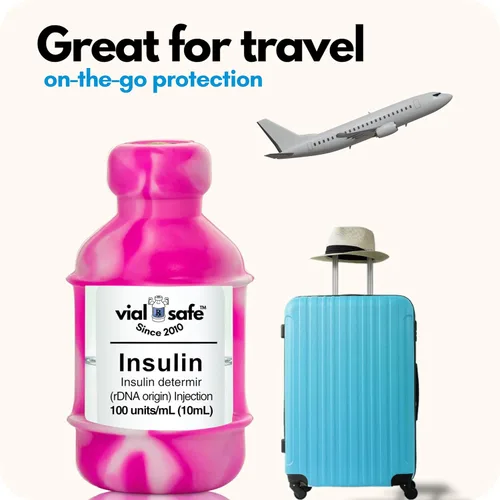 Vista 9 de VIAL SAFE Funda protectora de vial de insulina de silicona, paquete de 2 unidades, color rosa