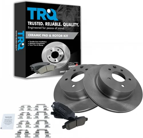 Vista 169 de TRQ Juego de pastillas de freno y rotor de cerámica trasera compatible con Honda Accord V6 1998-02 3.0L con frenos de disco traseros 02-06 Acura RSX