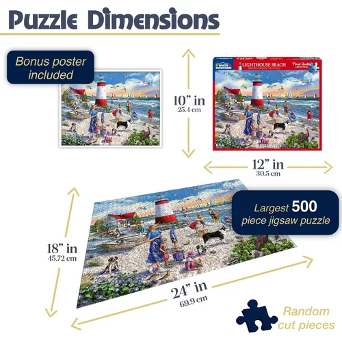 Vista 2 de White Mountain Rompecabezas de 500 piezas de verano con velero y océano, con piezas grandes, regalo para adultos y personas mayores de 18 x 24