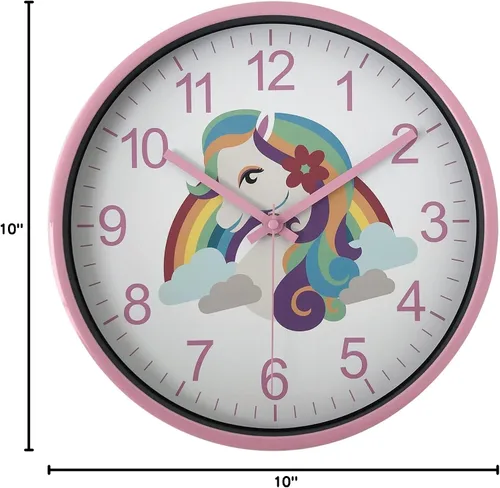 Vista 2 de Always Home - Reloj de unicornio de cuarzo de 10 pulgadas, sin tictac, 10 pulgadas, color rosa