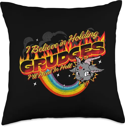 Vista 5 de Cute baphomet Grudge Master apparel I Believe in Holding Grudges I'll Heal in Hell Rainbow Print - Almohada de 16 x 16 pulgadas, multicolor