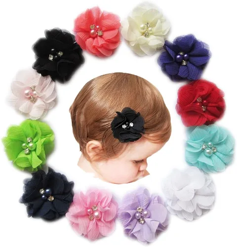 Vista 61 de YYCRAFT Paquete de 30 diademas de flores de gasa de 2 pulgadas, color rosa bebé