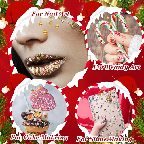 Vista 6 de BBTO 250 Gramos de Polvo de Chocolate Falso Navideño, Polímeros Pequeños de Arcilla, Adornos de Polímero de Navidad, Arcilla Suave para DIY, Adornos