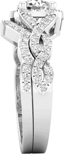 Vista 3 de Dazzlingrock Collection Juego de anillos de boda redondos de 0.228 in creados en laboratorio y diamantes blancos naturales para mujer