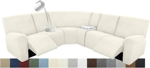 Vista 39 de Fundas para sofá modular reclinable, impermeable, en forma de L, lavable, para sofá reclinable en forma de L, súper elásticas, suaves, para esquinas