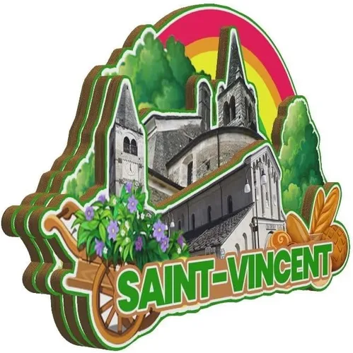 Vista 2 de Imán de madera para nevera de Saint-Vincent Valle d'Aosta Italia Monumentos 3D Monumentos Coleccionables de Viajes Decoración Hecho a Mano -3379