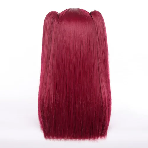 Vista 4 de XiongXiongLe Rizu Kyu - Peluca de cosplay de anime My Dress-Up Darling Rizu Kyu, larga, color rojo vino con disfraz de tigre, pelucas de pelo