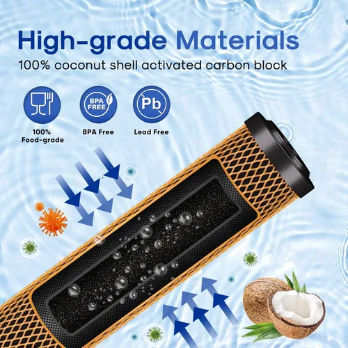Vista 3 de ICEPURE Cartucho de filtro de agua KDF y carbón activado para toda la casa, 5 micrones, 20 x 2.5 pulgadas, repuesto de filtro de extracción