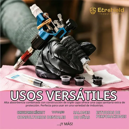 Vista 7 de Mantel desechable de 3 capas para mesa de tatuaje, rosa, 13 x 18 pulgadas