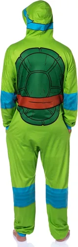 Vista 5 de INTIMO Disfraz de tortuga ninja con capucha para hombre, pijama de dormir para adultos Leonardo
