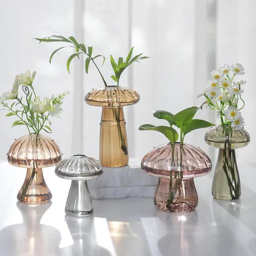Vista 12 de Glasseam Estaciones de propagación de hongos para plantas: bonitas macetas de vidrio sopladas a mano de colores para plantas de interior, 5 frascos