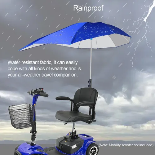 Vista 4 de Toldo Parasol para Scooters de Movilidad, Accesorio de Capota Convertible para Lluvia y Sombrilla