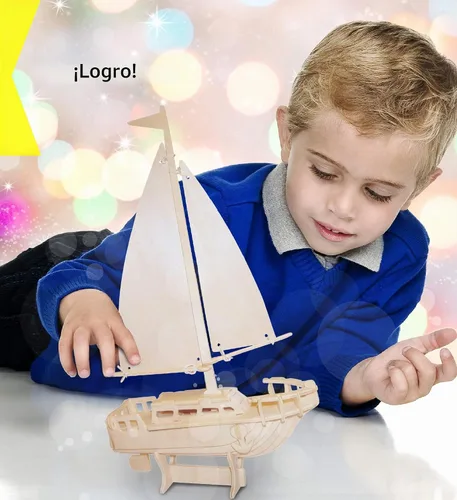 Vista 6 de Puzzled Rompecabezas de madera 3D modelo velero de madera, kit
