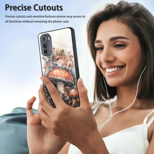 Vista 61 de Funda para Motorola Moto Edge 2022, cubierta trasera de vidrio templado con protector de pantalla, funda protectora a prueba de golpes para Motorola