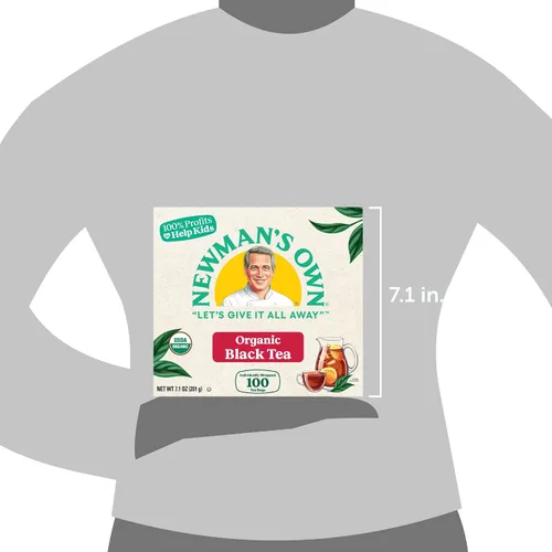 Vista 4 de Newman's Own - Té negro orgánico fuerte y robusto con 100 bolsas de té por caja (paquete de 2) certificado por USDA que contiene cafeína