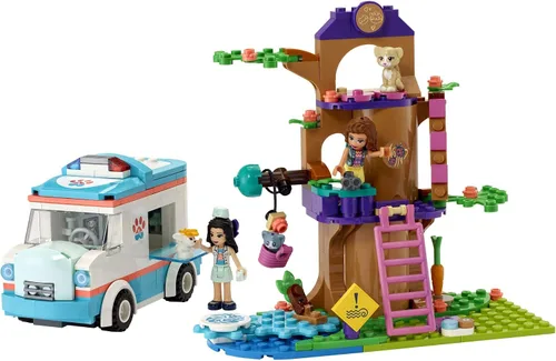Vista 2 de LEGO Friends Vet Clinic Ambulance 41445 Kit de construcción; juguete coleccionable con ambulancia, juguetes de conejo y gatito, kit de veterinario
