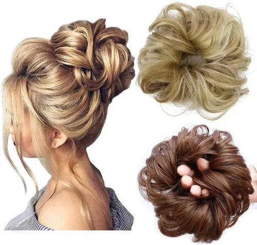 Vista 24 de Cabello sintético despeinado, grueso, extensiones para coleta, cabello recogido