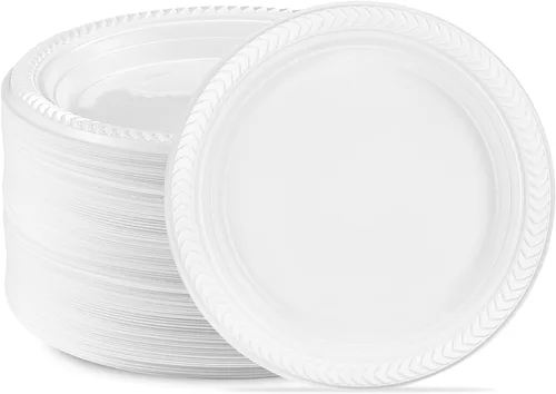 Vista 22 de PLASTICPRO 100 piezas de cuencos de plástico blanco de 5 oz de calidad premium, platos ligeros desechables, cuencos pequeños de plástico