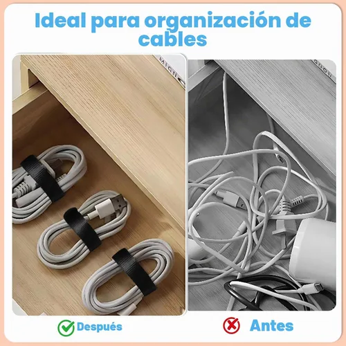 Vista 4 de 70 bridas para cables de 6 pulgadas, reutilizables, ajustables, organizadores de cables, correas de cable, envolturas de cables y correas de gancho